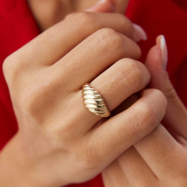 Croissant Ring in 14k Gold - Solid 14k Gold Ring