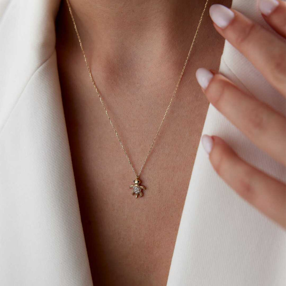 14k Gold Caretta Caretta Necklace - Solid 14k Gold Necklace