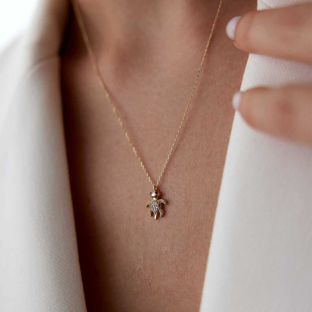 14k Gold Caretta Caretta Necklace - Solid 14k Gold Necklace
