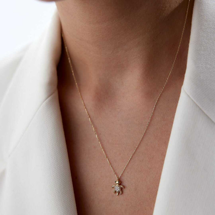 14k Gold Caretta Caretta Necklace - Solid 14k Gold Necklace