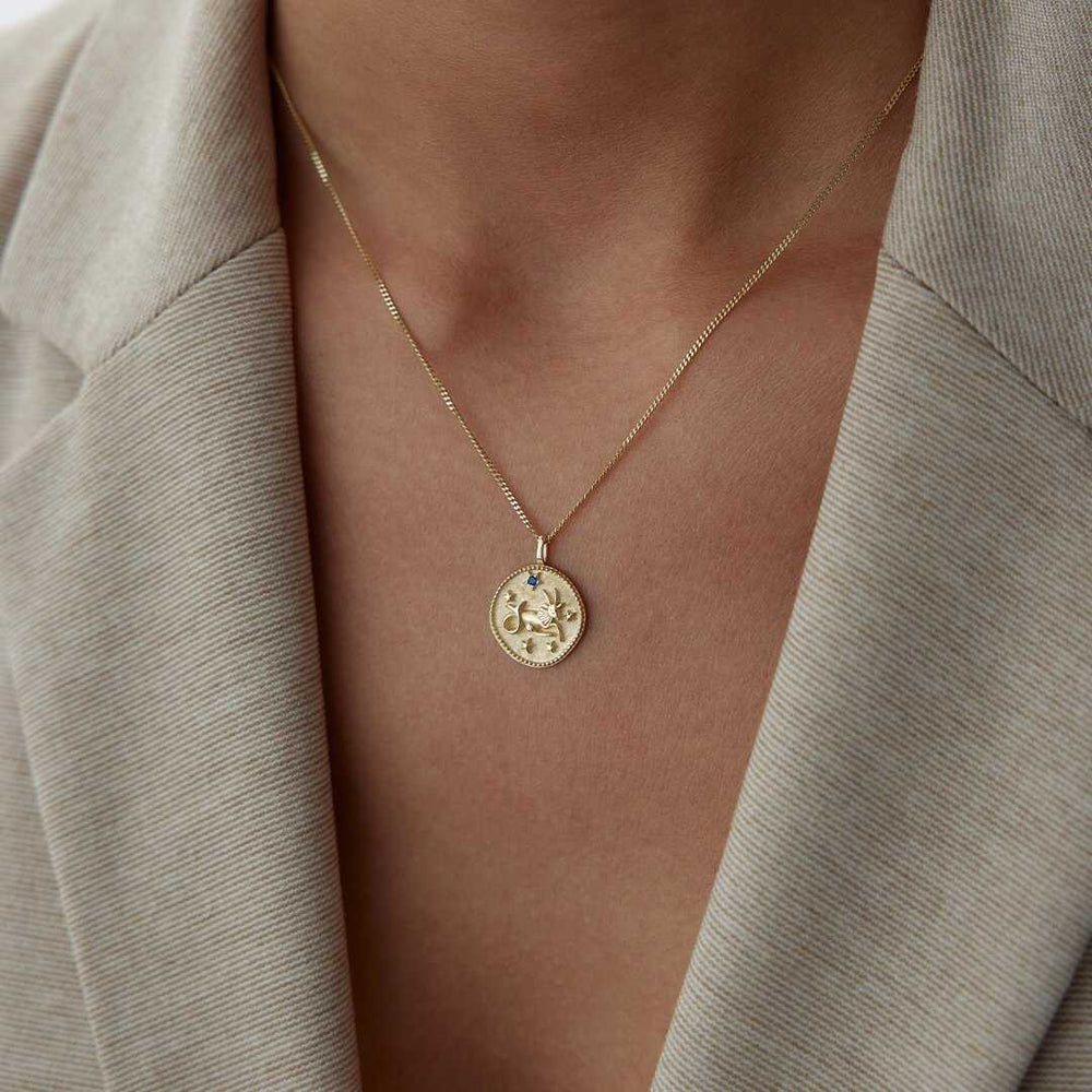 14k Gold Capricorn Necklace - Solid 14k Gold Necklace