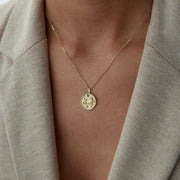 14k Gold Capricorn Necklace - Solid 14k Gold Necklace