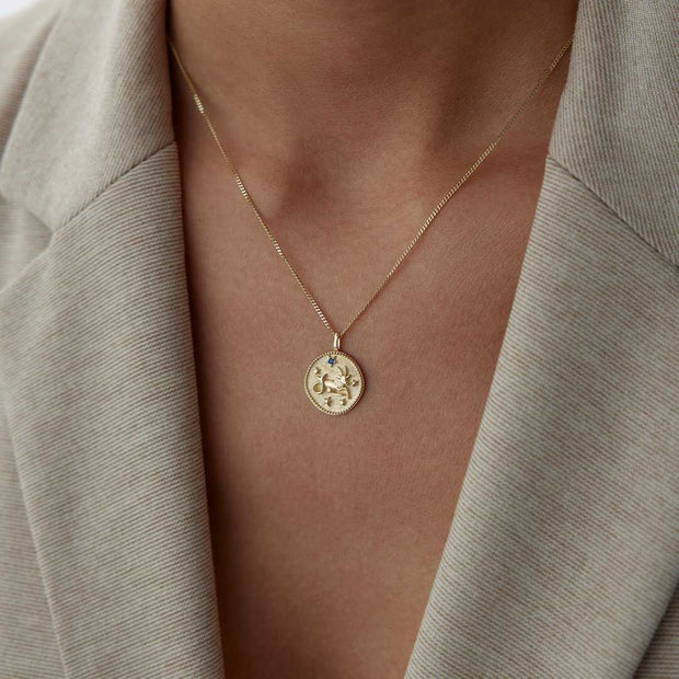 14k Gold Capricorn Necklace - Solid 14k Gold Necklace