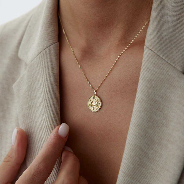 14k Gold Capricorn Necklace - Solid 14k Gold Necklace
