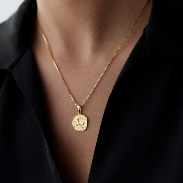 14k Gold Capricorn Necklace - Solid 14k Gold Necklace