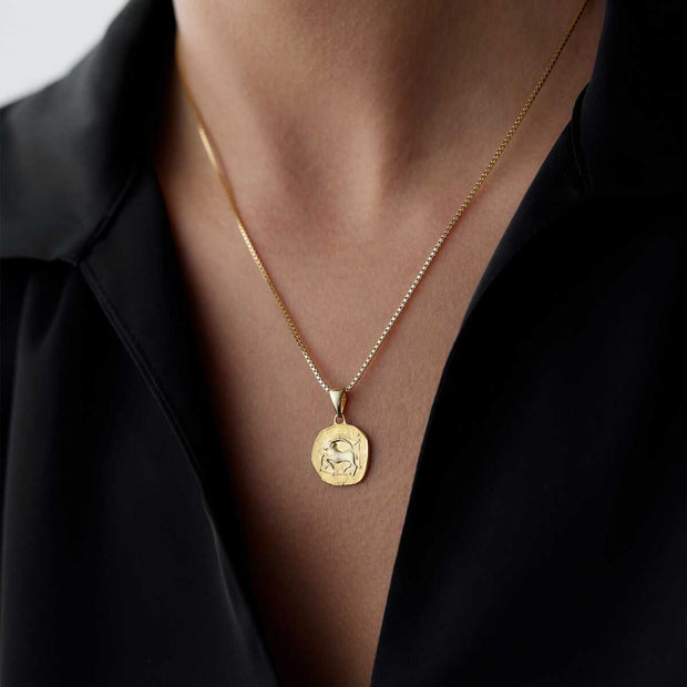 14k Gold Capricorn Necklace - Solid 14k Gold Necklace