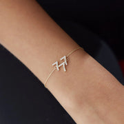 14k Gold 777 Stone Lucky Bracelet, 14k Solid Gold Bracelet, Gold Bracelet for women, Solid Gold Bracelet