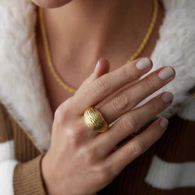 14k Gold Croissant Ring - Solid 14k Gold Ring