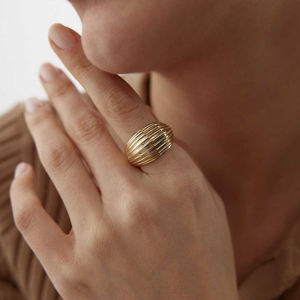 14k Gold Croissant Ring - Solid 14k Gold Ring