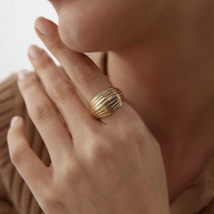 14k Gold Croissant Ring - Solid 14k Gold Ring