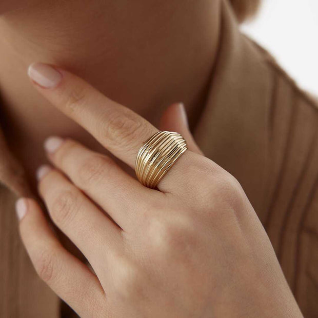 14k Gold Croissant Ring - Solid 14k Gold Ring