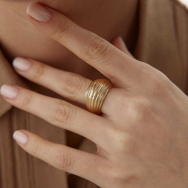 14k Gold Croissant Ring - Solid 14k Gold Ring