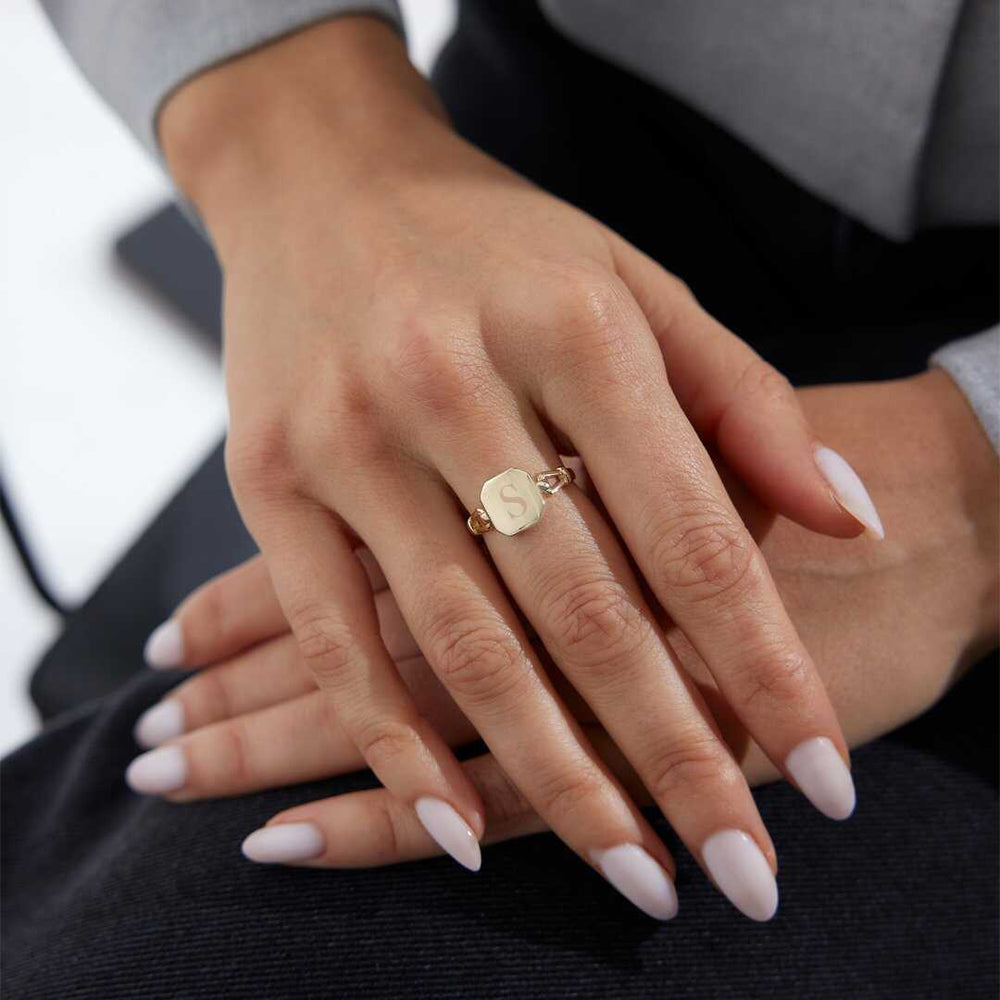 Initial Ring - Solid 14k Gold Ring