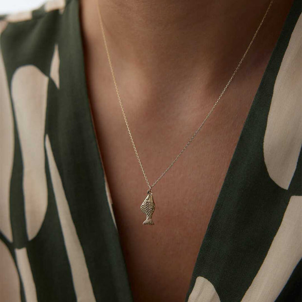14k Gold 14k Solid Gold Fish Necklace - Solid 14k Gold Necklace