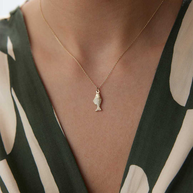 14k Gold 14k Solid Gold Fish Necklace - Solid 14k Gold Necklace