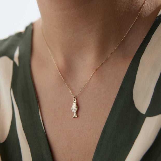 14k Gold 14k Solid Gold Fish Necklace - Solid 14k Gold Necklace
