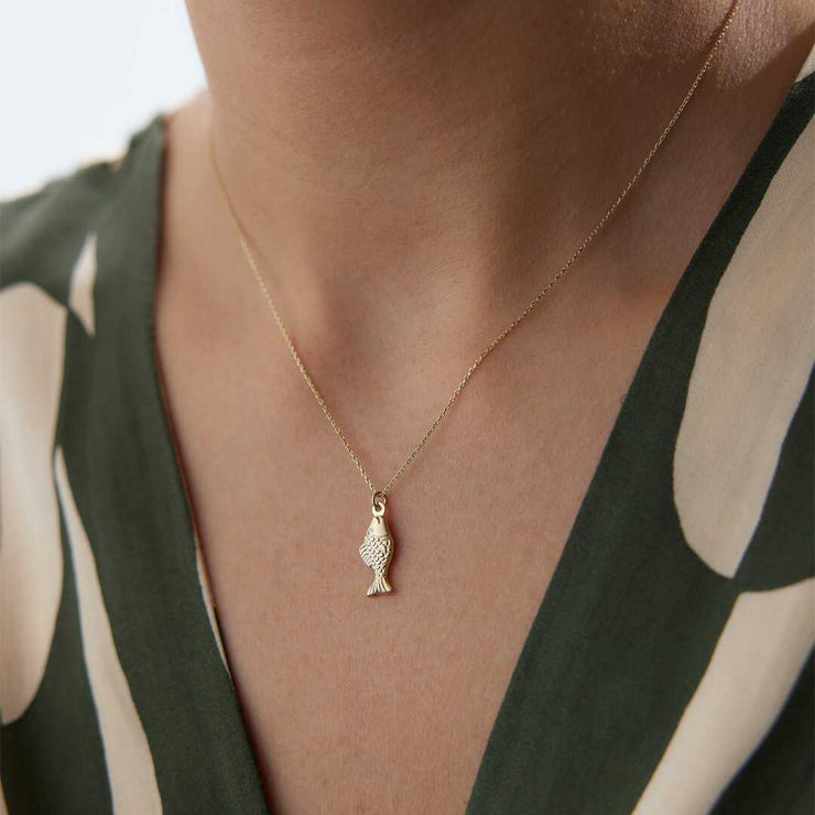 14k Gold 14k Solid Gold Fish Necklace - Solid 14k Gold Necklace