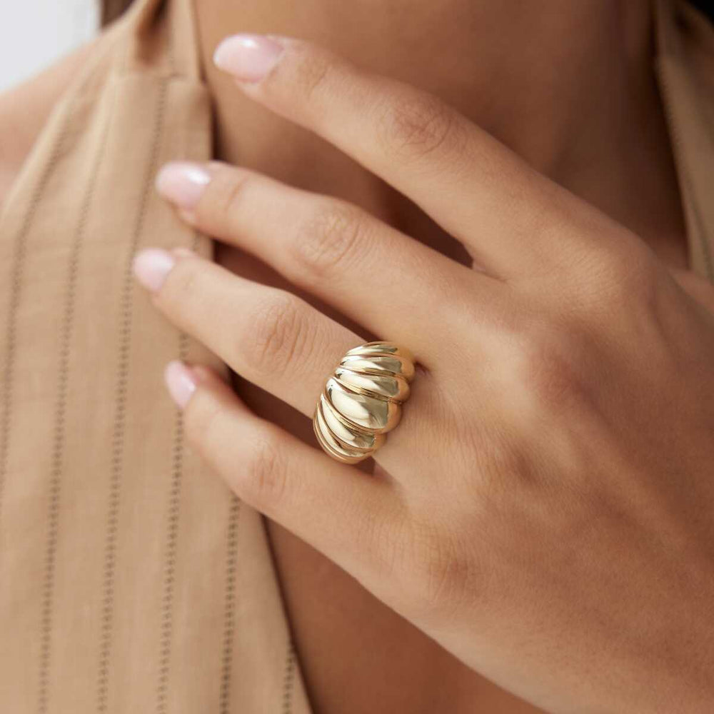 14k Gold Croissant Ring - Solid 14k Gold Ring