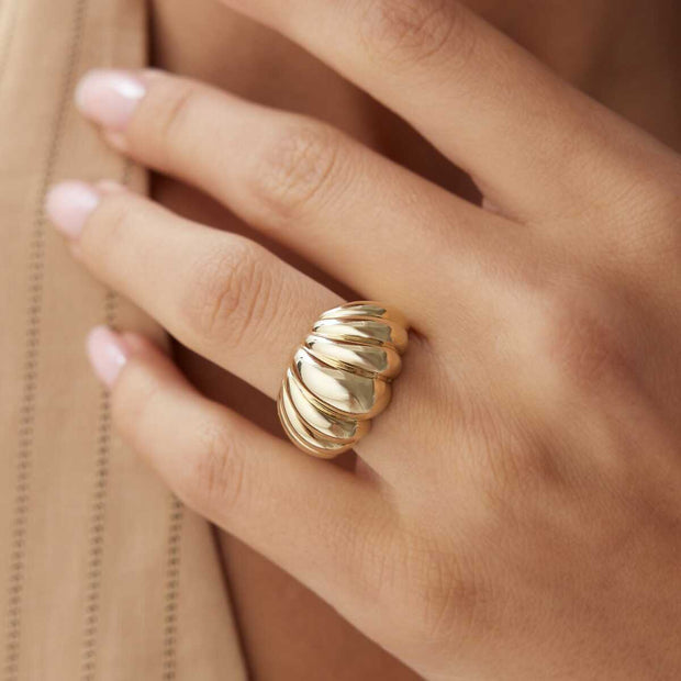 14k Gold Croissant Ring - Solid 14k Gold Ring
