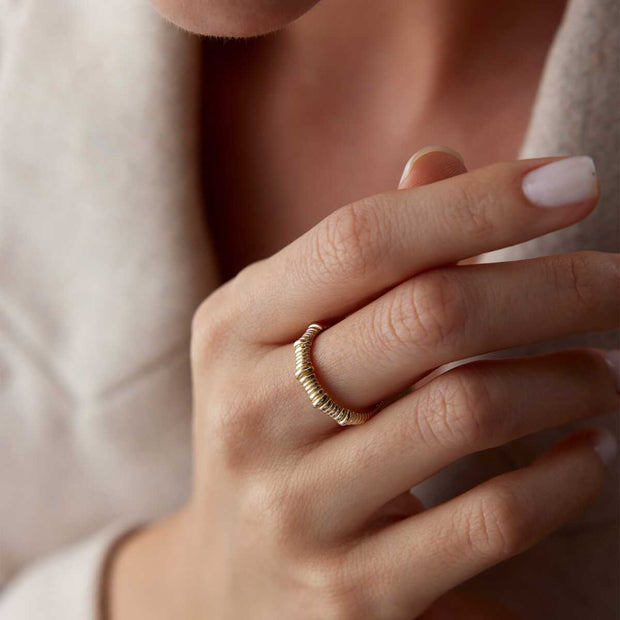 Croissant Ring in 14k Gold - Solid 14k Gold Ring