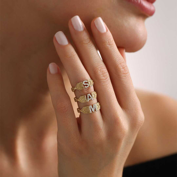 Shuny Letter Ring - Solid 14k Gold Ring