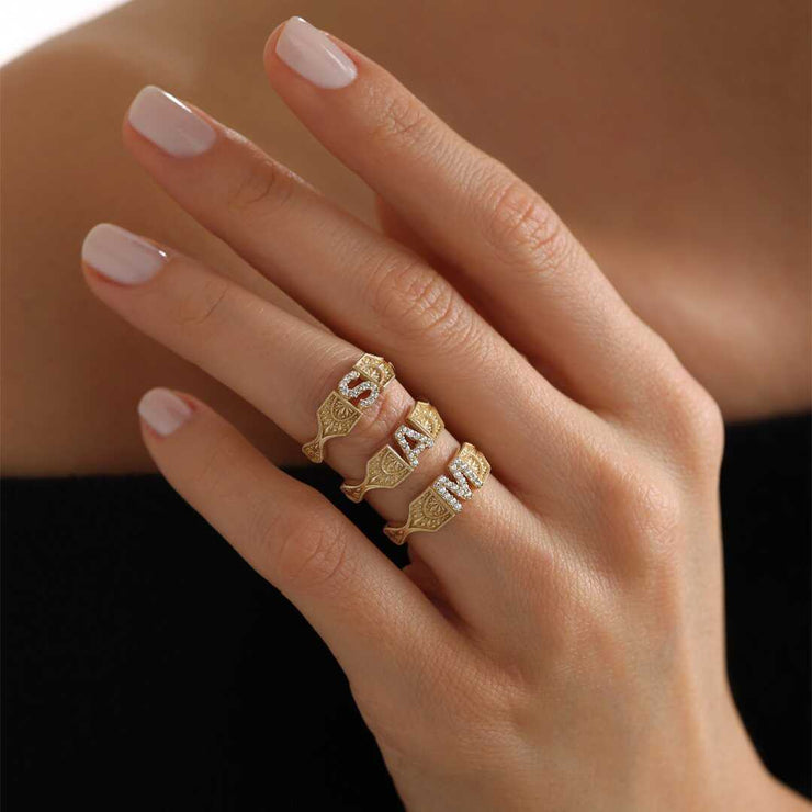 Shuny Letter Ring - Solid 14k Gold Ring
