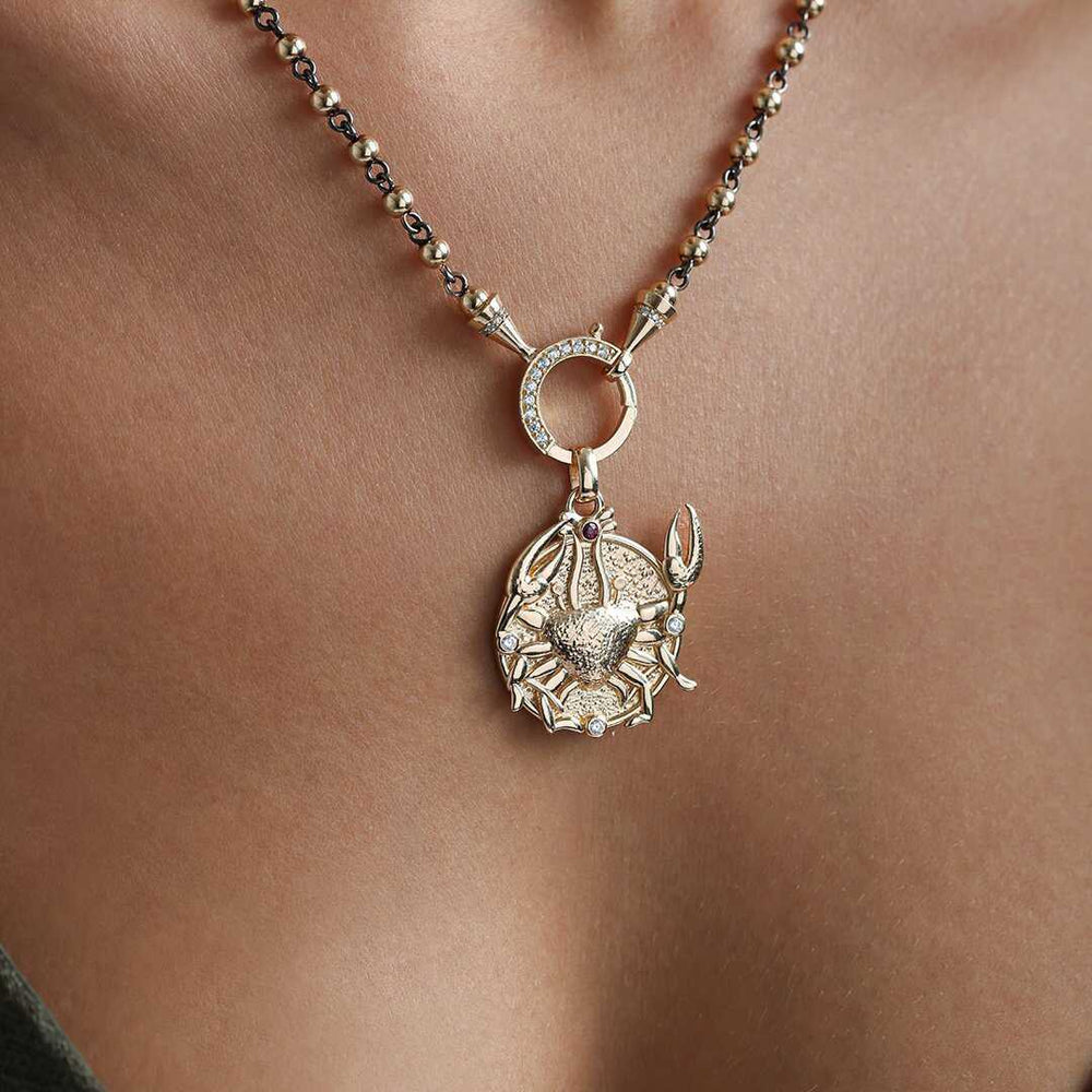 14k Gold Cancer Zodiac Necklace - Solid 14k Gold Necklace
