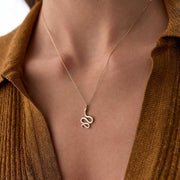 14k Gold Minimalist Snake Necklace - Solid 14k Gold Necklace