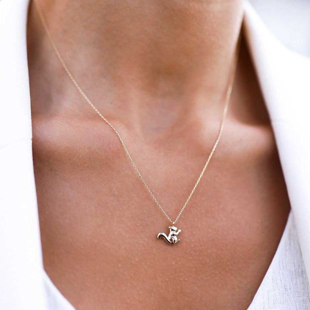 14k Gold 14k Solid Gold Squirrel Necklace - Solid 14k Gold Necklace