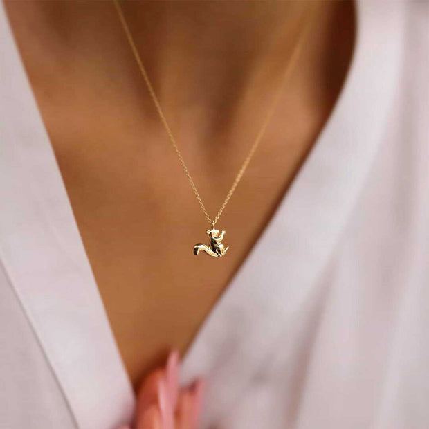 14k Gold 14k Solid Gold Squirrel Necklace - Solid 14k Gold Necklace