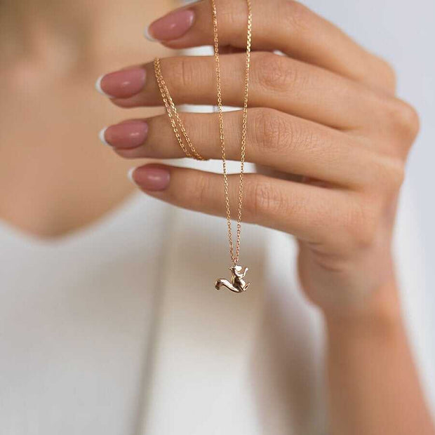 14k Gold 14k Solid Gold Squirrel Necklace - Solid 14k Gold Necklace