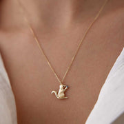 14k Gold Squirrel Necklace - Solid 14k Gold Necklace