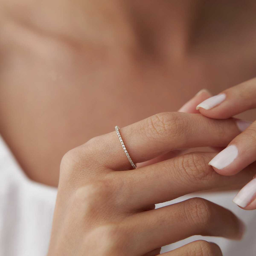14K Gold Thin Eternity Band Ring - Solid 14k Gold Ring