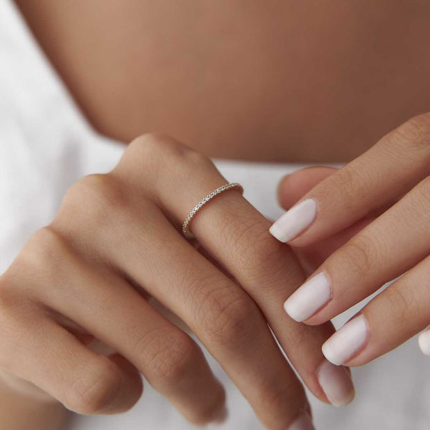 14K Gold Thin Eternity Band Ring - Solid 14k Gold Ring
