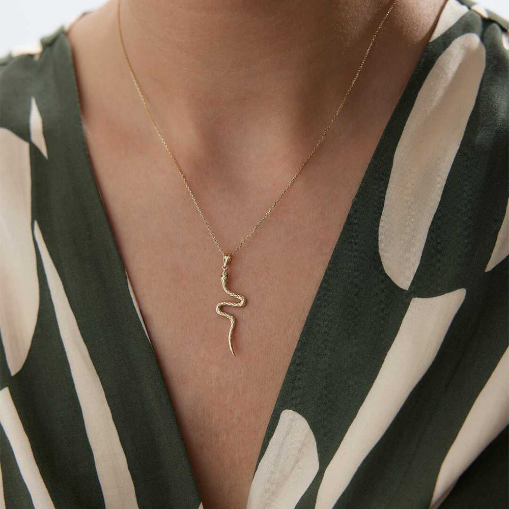 14k Gold 14k Solid Gold Snake Necklace - Solid 14k Gold Necklace