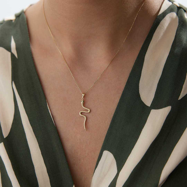 14k Gold 14k Solid Gold Snake Necklace - Solid 14k Gold Necklace