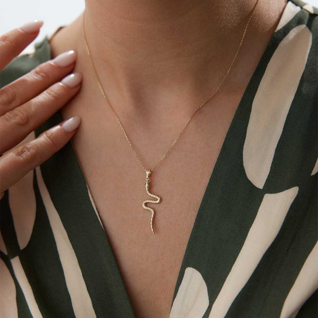 14k Gold 14k Solid Gold Snake Necklace - Solid 14k Gold Necklace