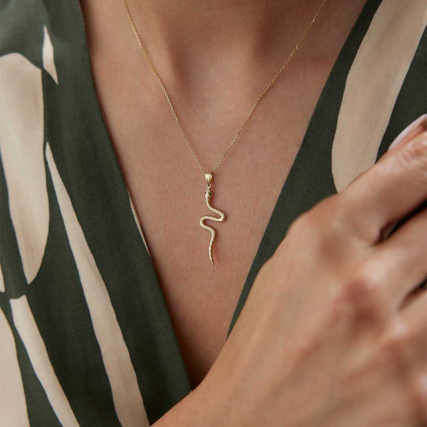 14k Gold 14k Solid Gold Snake Necklace - Solid 14k Gold Necklace