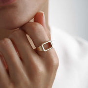 Space Signet Ring - Solid 14k Gold Ring