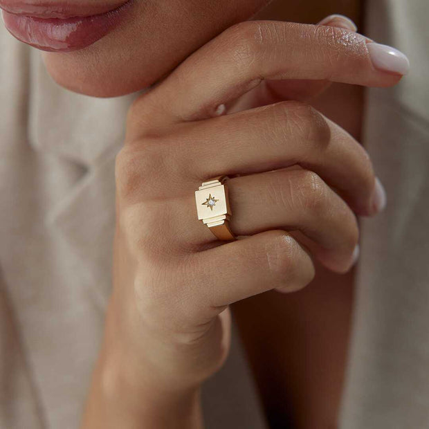 Gold Star Ring - Solid 14k Gold Ring