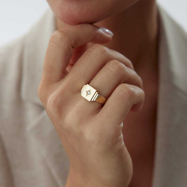 Gold Star Ring - Solid 14k Gold Ring