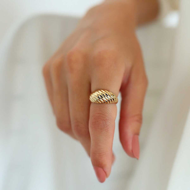14k Gold Croissant Ring - Solid 14k Gold Ring
