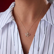 14k Gold Fish Necklace with CZ in 14k Gold - Solid 14k Gold Necklace