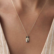 14k Gold Owl Necklace with Pave CZ - Solid 14k Gold Necklace