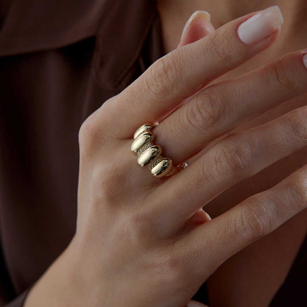Croissant Ring 14k Gold - Solid 14k Gold Ring