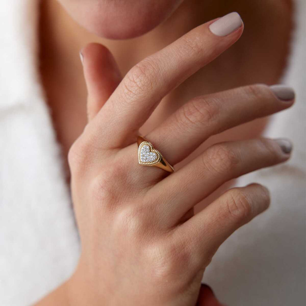 Heart Bold Ring - Solid 14k Gold Ring