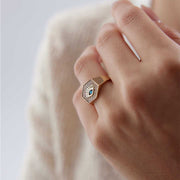 Evil Eye Signet Ring - Solid 14k Gold Ring