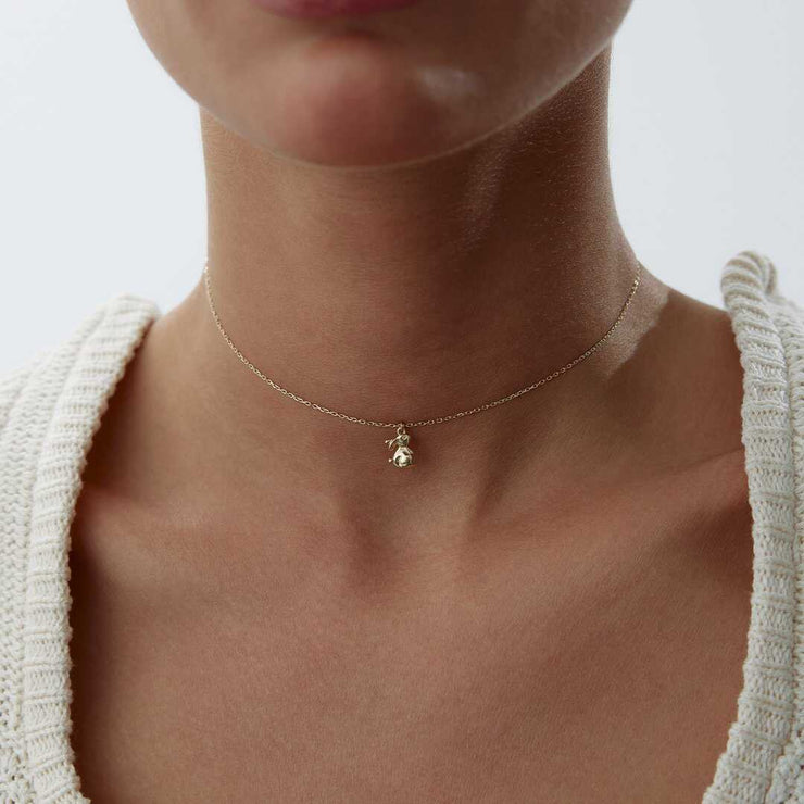 14k Gold Rabbit Necklace - Solid 14k Gold Necklace