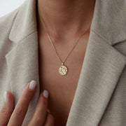 14k Gold Libra Zodiac Necklace - Solid 14k Gold Necklace
