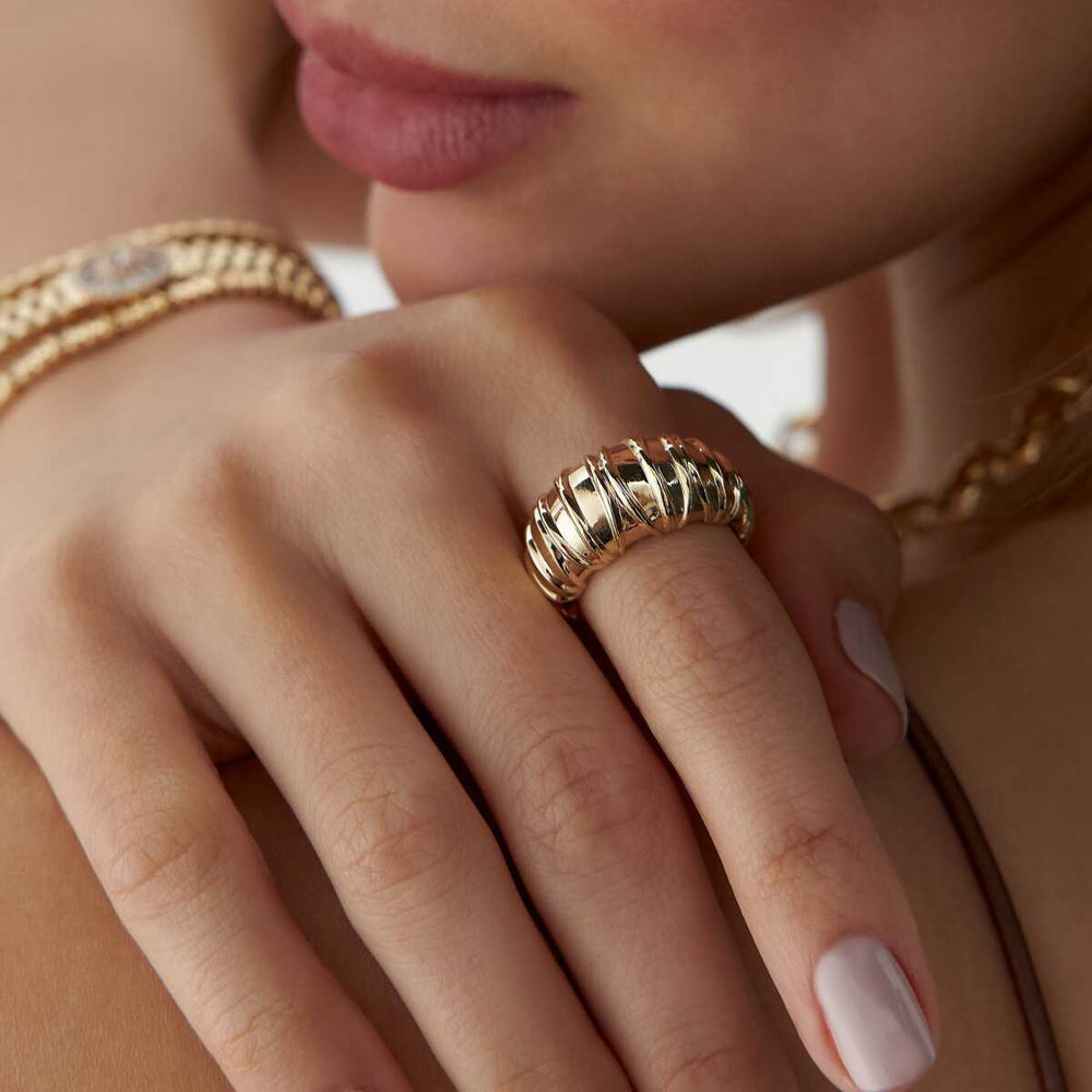 14k Gold Croissant Ring - Solid 14k Gold Ring